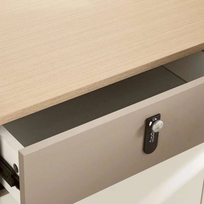 Shanil Executive Desk With Side Cabinet Melamine - Beige & White