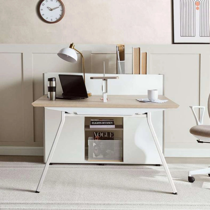 Shanil Office Work Station For 2 Person Melamine - Beige & White