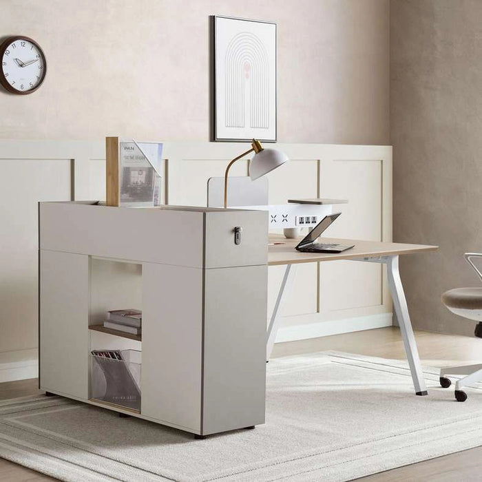 Shanil Office Work Station For 2 Person Melamine - Beige & White