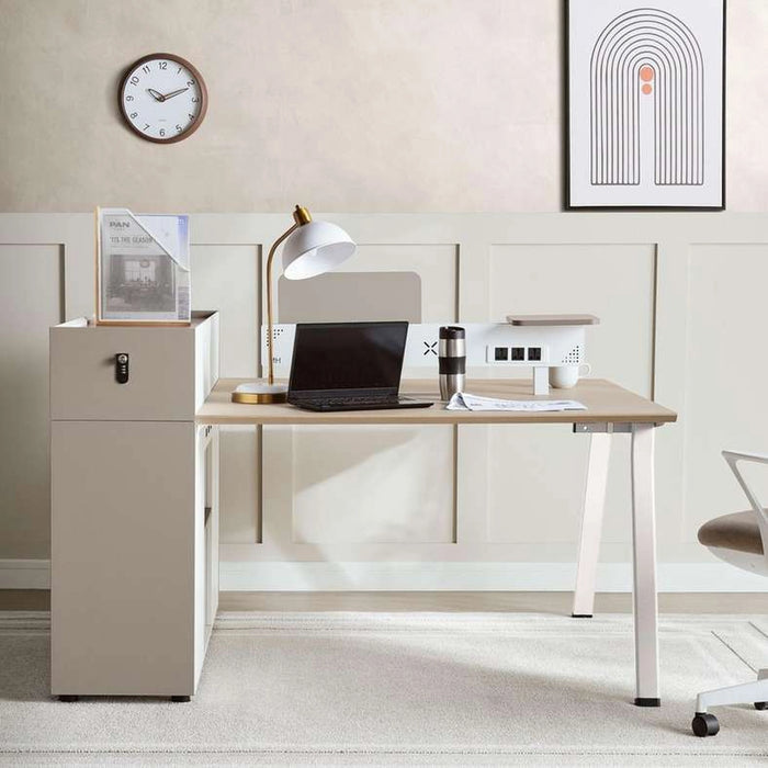 Shanil Office Work Station For 2 Person Melamine - Beige & White