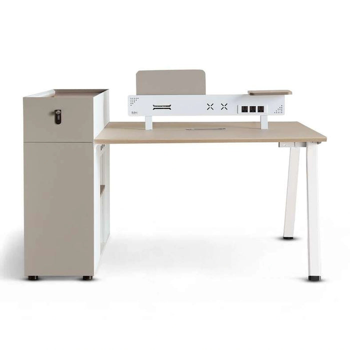 Shanil Office Work Station For 2 Person Melamine - Beige & White