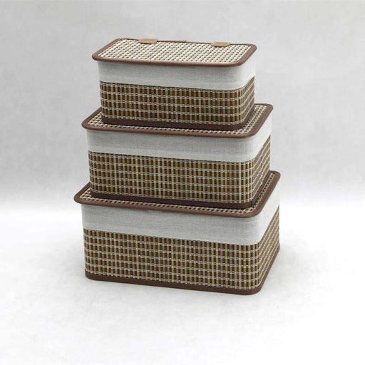 Shanta 3-Piece Set Bamboo Storage Organiser With Lid 36X26X17Cm - Natural PAN HOME