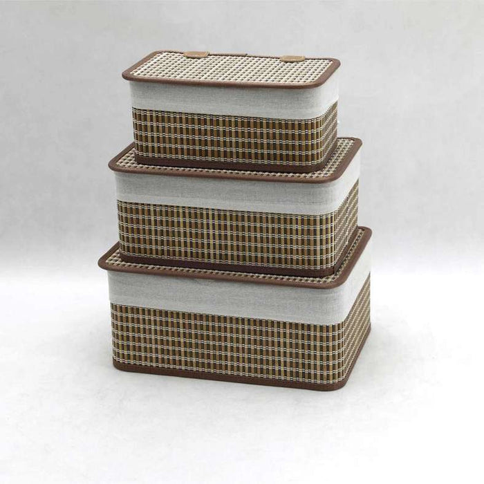 Shanta 3-Piece Set Bamboo Storage Organiser With Lid 36X26X17Cm - Natural