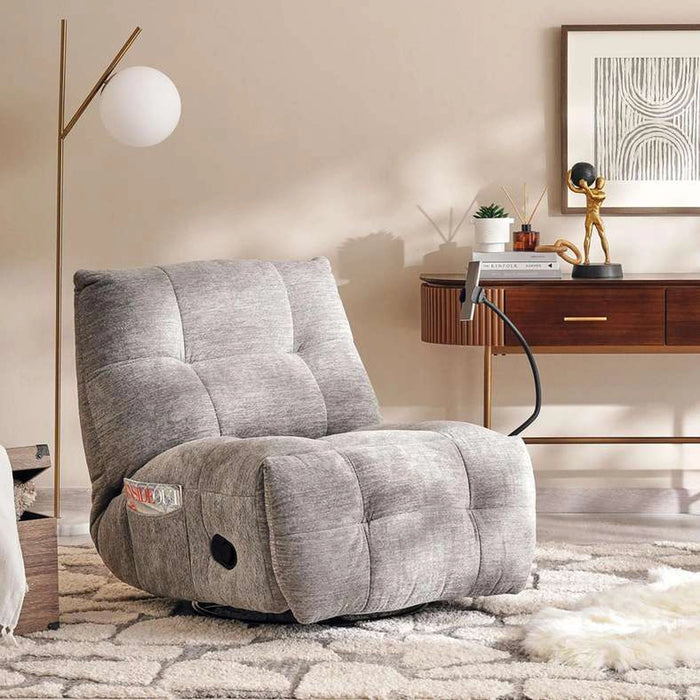 Shaw Single Seater Recliner With Swivel ( Phone Stand)- Light Grey