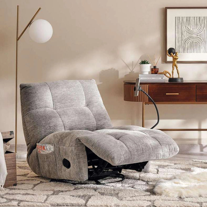 Shaw Single Seater Recliner With Swivel ( Phone Stand)- Light Grey