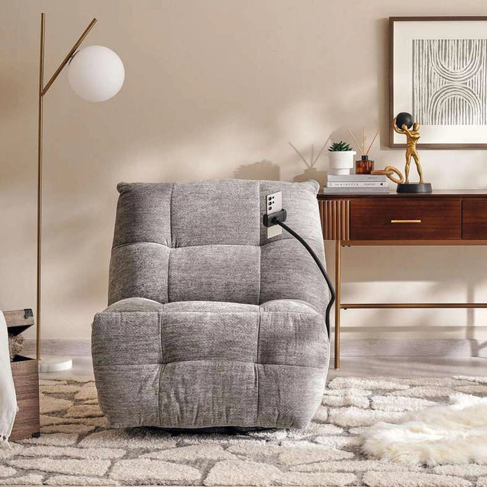 Shaw Single Seater Recliner With Swivel ( Phone Stand)- Light Grey