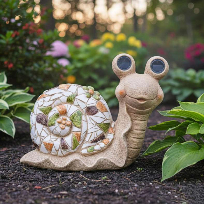 Sheldon Magnesia Snail Wih Solar 38X17.5X28.5Cm - Beige