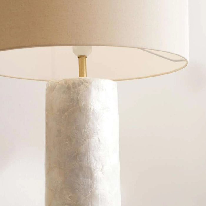 Shelley E27 Natural Capiz Floor Lamp Dia 42X154Cm - White