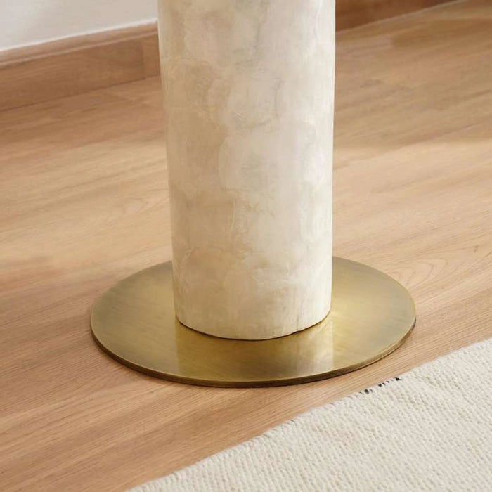 Shelley E27 Natural Capiz Floor Lamp Dia 42X154Cm - White