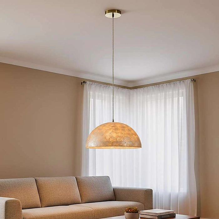 Shelley E27 Natural Capiz Pendant Lamp 45X25Cm - White