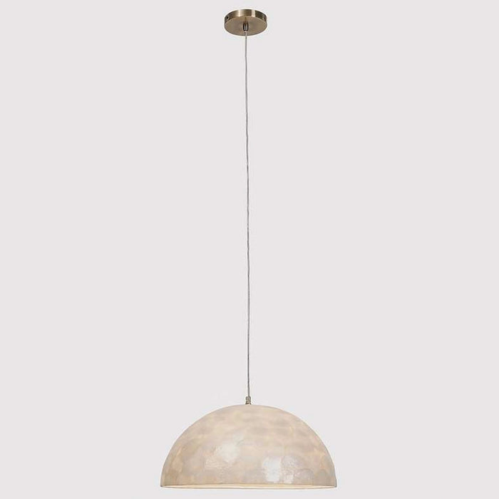 Shelley E27 Natural Capiz Pendant Lamp 45X25Cm - White