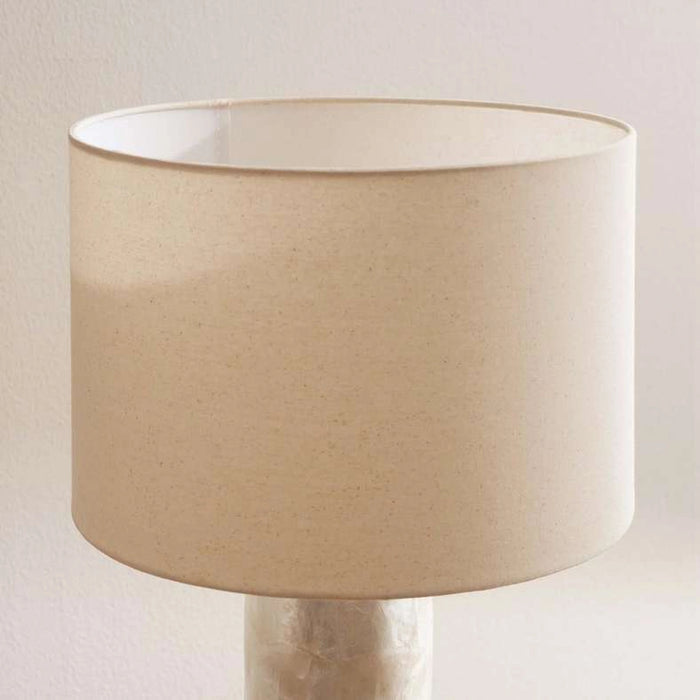 Shelley E27 Natural Capiz Table Lamp Dia 30X54Cm - White