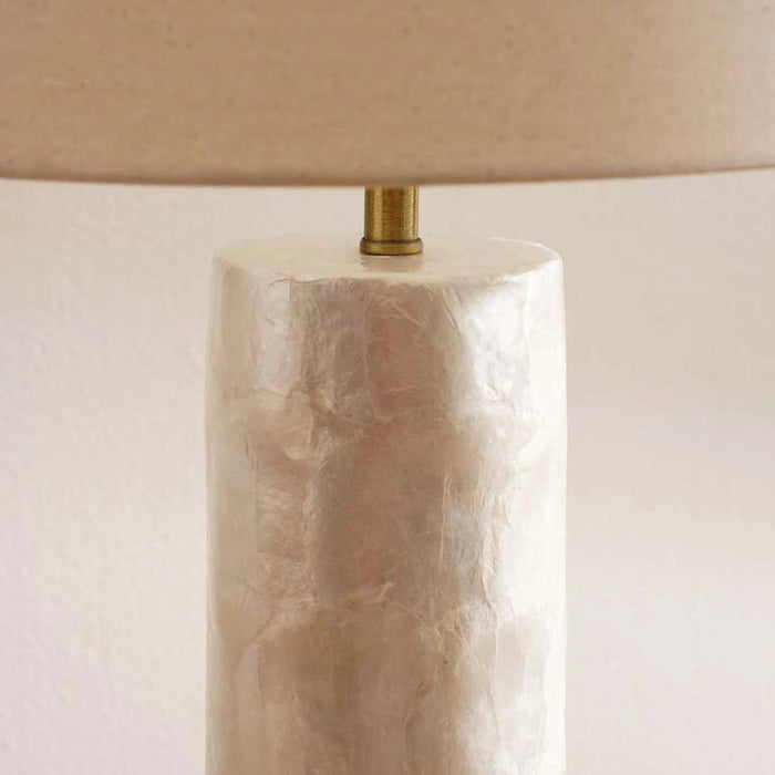 Shelley E27 Natural Capiz Table Lamp Dia 30X54Cm - White