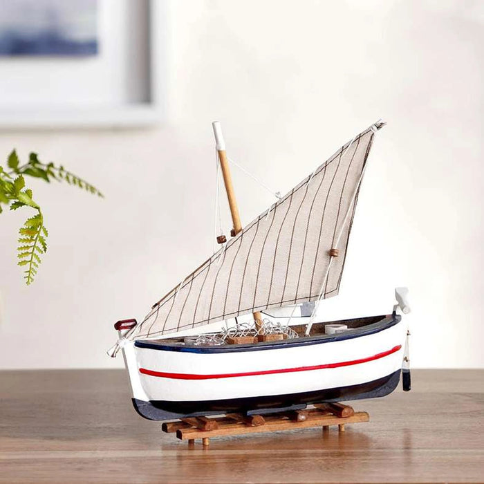 Shelly Wooden Boat Decor 24X7X22Cm - White