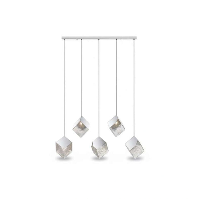 Sherton 5-Light G9 Cube Glass Pendant Lamp 115X23X178Cm - Chrome