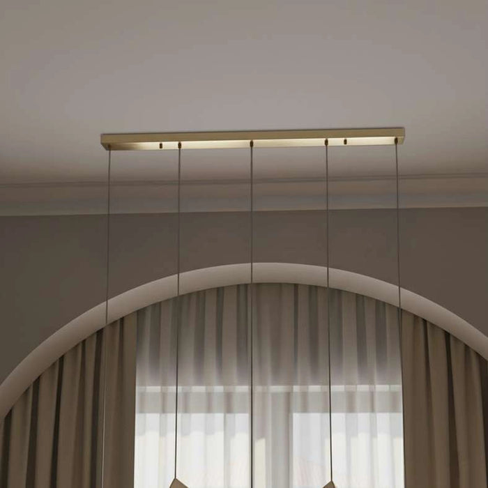 Sherton 5-Light G9 Cube Glass Pendant Lamp 115X23X178Cm - Gold
