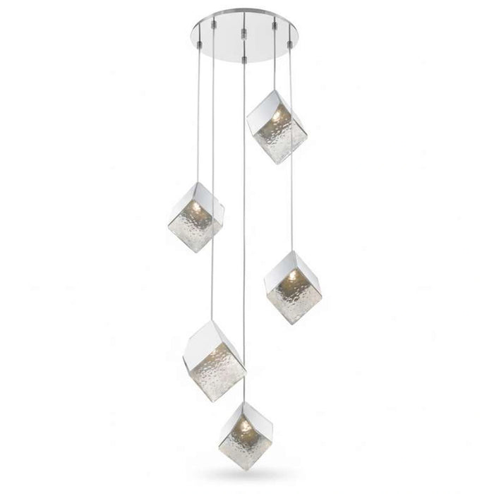 Sherton 5-Light G9 Cube Glass Pendant Lamp 60X178Cm - Chrome