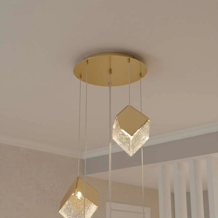 Sherton 5-Light G9 Cube Glass Pendant Lamp 60X178Cm - Gold