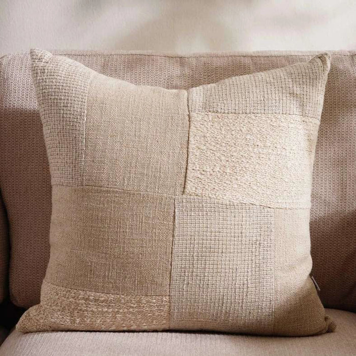 Shirley Patch Work Textured Filled Cushion 50X50Cm - Natural
