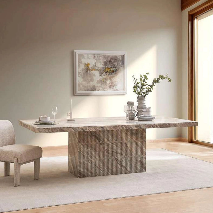 Sicily 8 Seater Dining Table Marble - Beige Brown