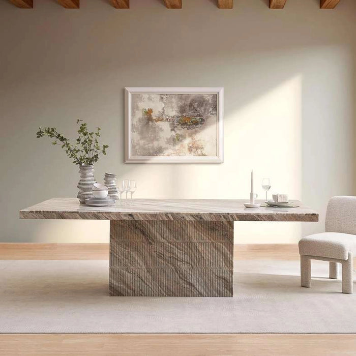 Sicily 8 Seater Dining Table Marble - Beige Brown