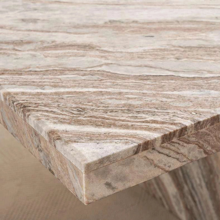 Sicily 8 Seater Dining Table Marble - Beige Brown