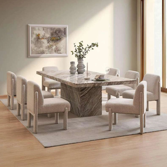 Sicily 8 Seater Dining Table Marble - Beige Brown