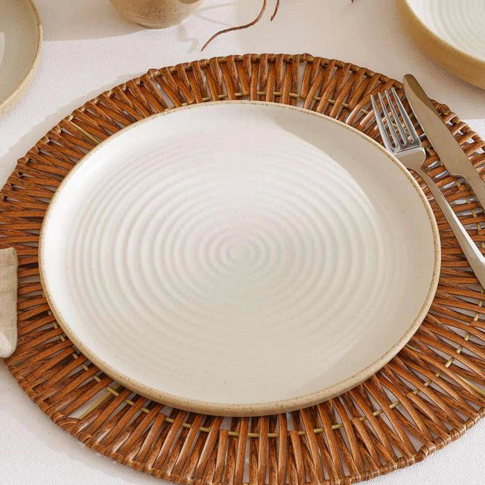 Sienna Spiral Stoneware Dinner Plate Dia26Cm -White & Light Brown