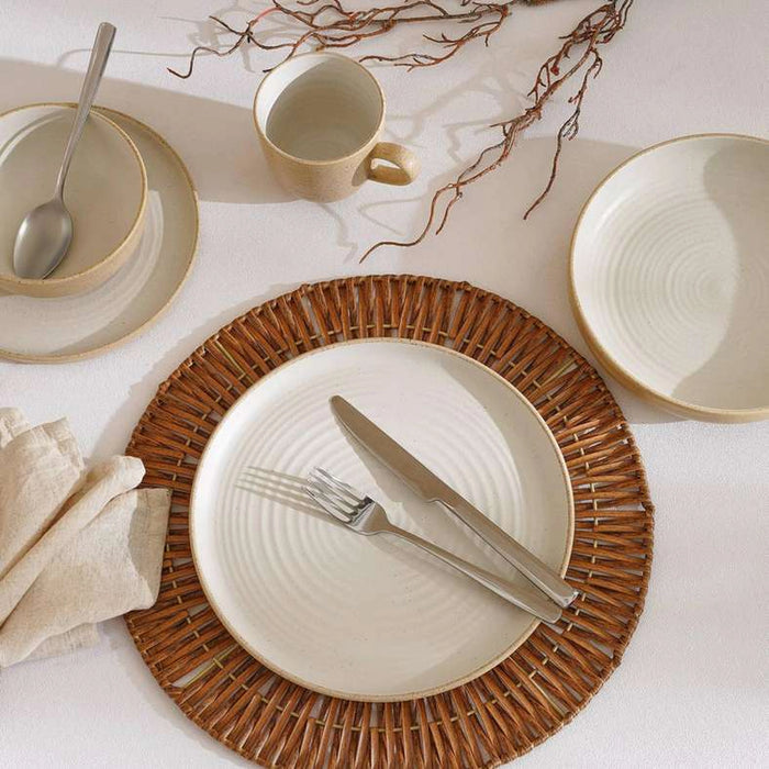 Sienna Spiral Stoneware Dinner Plate Dia26Cm -White & Light Brown