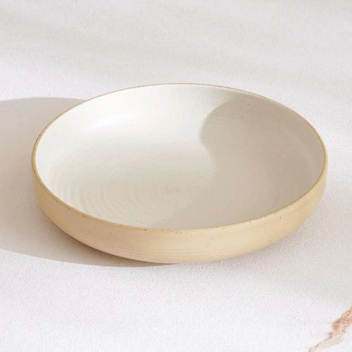 Sienna Spiral Stoneware Salad Bowl Dia22Cm --White & Light Brown