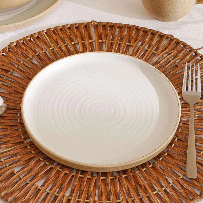 Sienna Spiral Stoneware Side Plate Dia21Cm -White & Light Brown