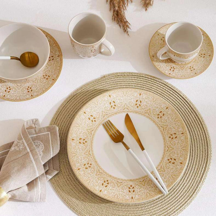 Sienna Spiral Stoneware Side Plate Dia21Cm -White & Light Brown