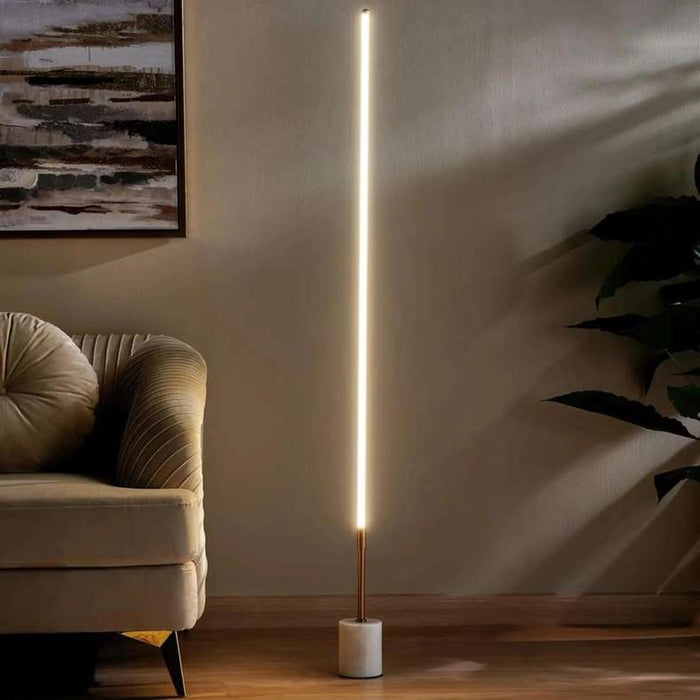 Siera Integrated Led 14W Marble Base Floor Lamp 10X150Cm - Brass