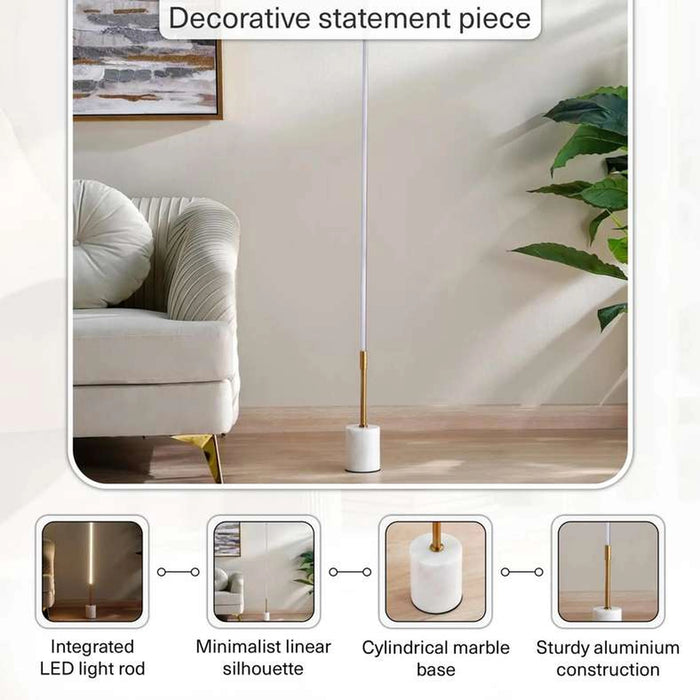 Siera Integrated Led 14W Marble Base Floor Lamp 10X150Cm - Brass