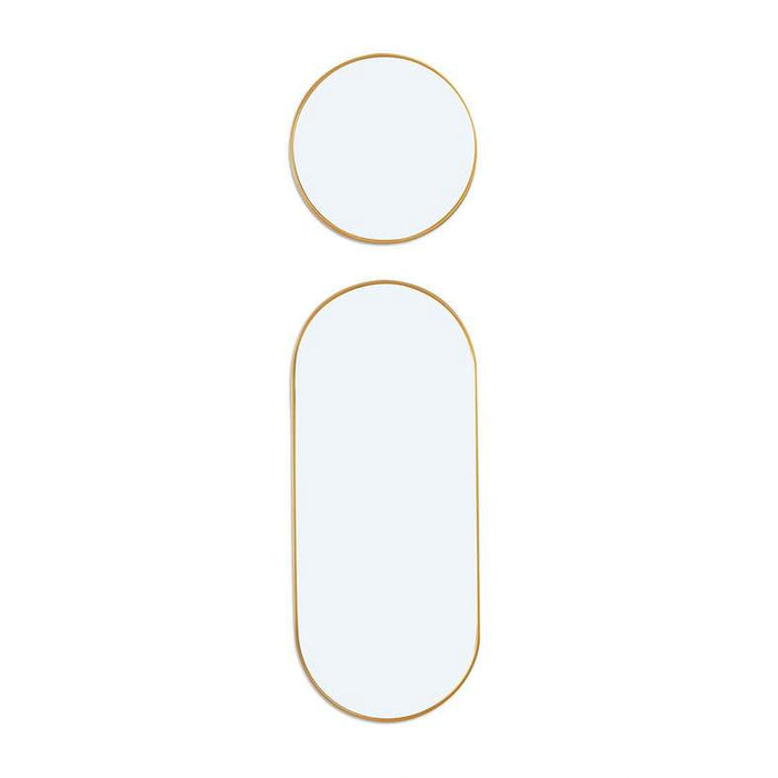 Sierra Set Of 2 Oval And Round Plastic Wall Mirrors 30X3X30Cm, 30X3X71Cm - Gold
