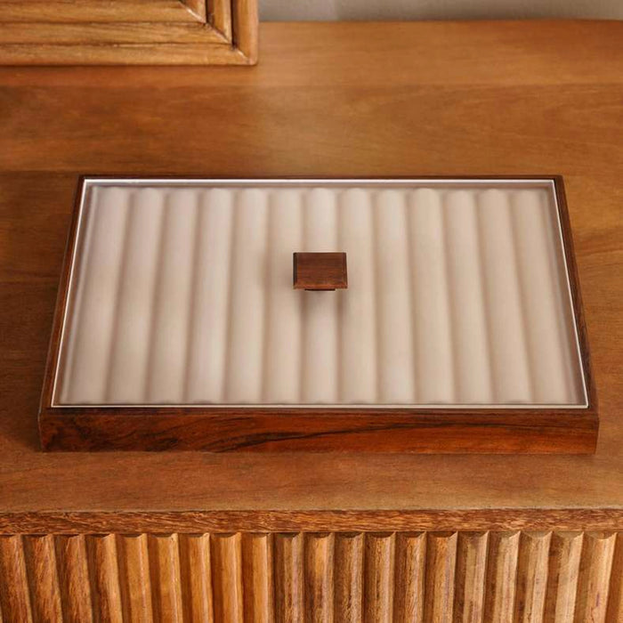 Signature B Jewellery Organiser With Acrylic Lid 25X18X2.6Cm-Black Walnut