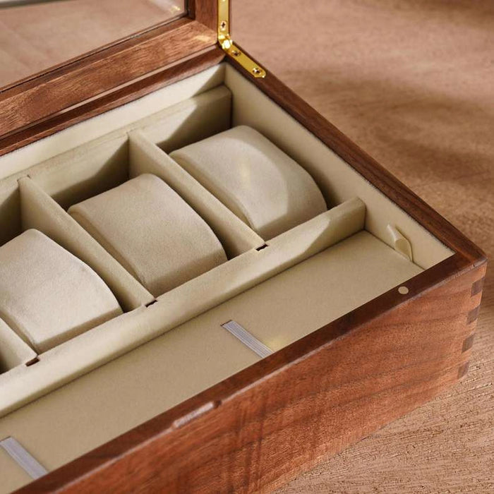 Signature Watch Box With Tempered Glass Lid 28X17X8.5Cm-Black Walnut