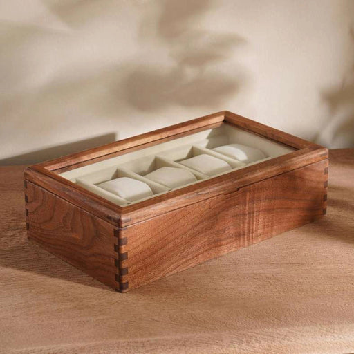 Signature Watch Box With Tempered Glass Lid 28X17X8.5Cm-Black Walnut PAN HOME