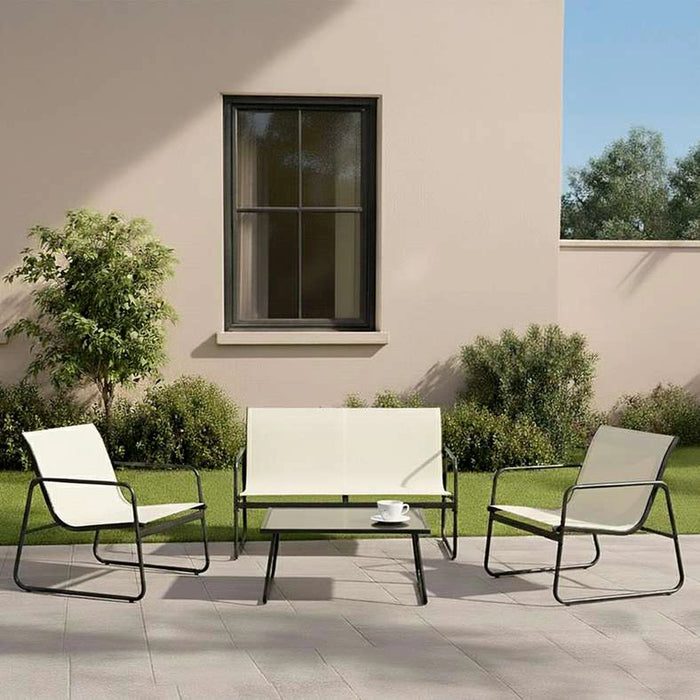 Simona Outdoor Sofa Set 2+1+1+Coffee Table- Beige And Black