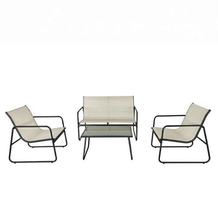 Simona Outdoor Sofa Set 2+1+1+Coffee Table- Beige And Black