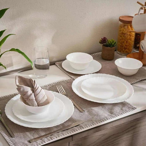 Simplicity 12-Piece Opal Dinner Set - White Pan Home