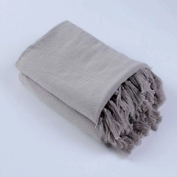 Skyla Knotted Fringed Throw Beige Pan Home