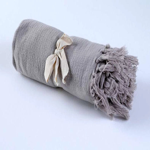 Skyla Knotted Fringed Throw Beige Pan Home