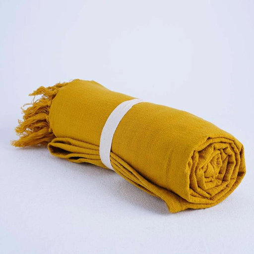 Skyla Knotted Fringed Throw Ochre Pan Home