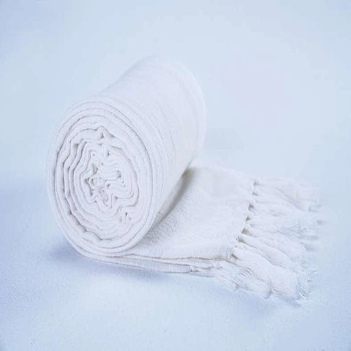 Skyla Knotted Fringed Throw White Pan Home