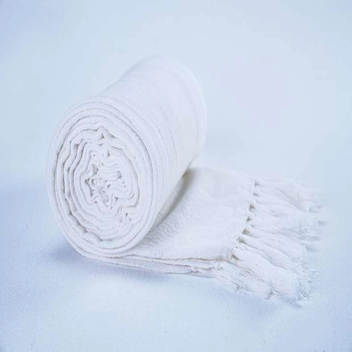 Skyla Knotted Fringed Throw White Pan Home