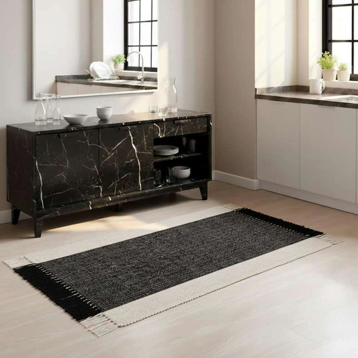 Skype Recycle Dhurrie With Fringe 60X90Cm - Black