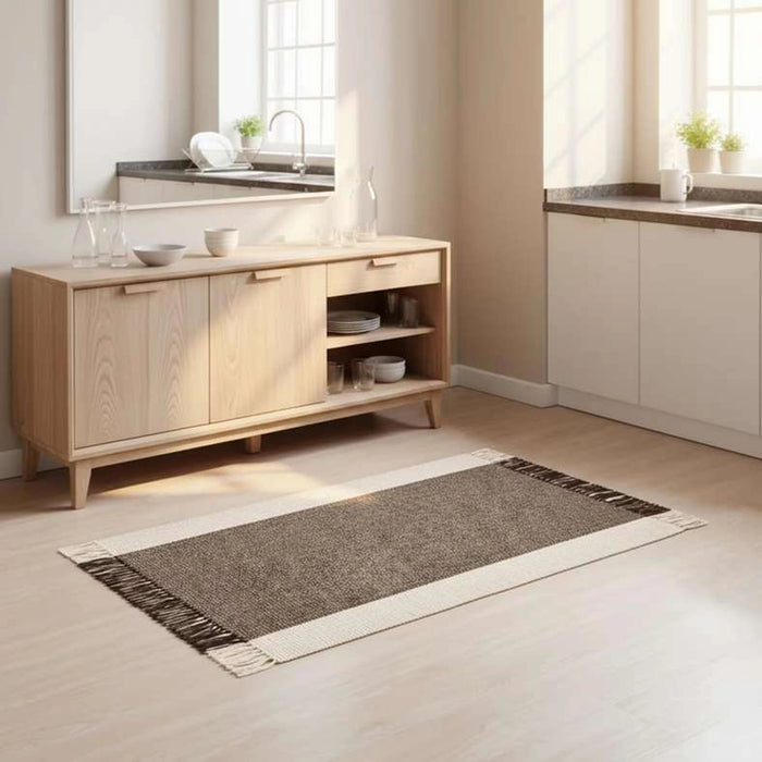 Skype Recycle Dhurrie With Fringe 60X90Cm - Choco