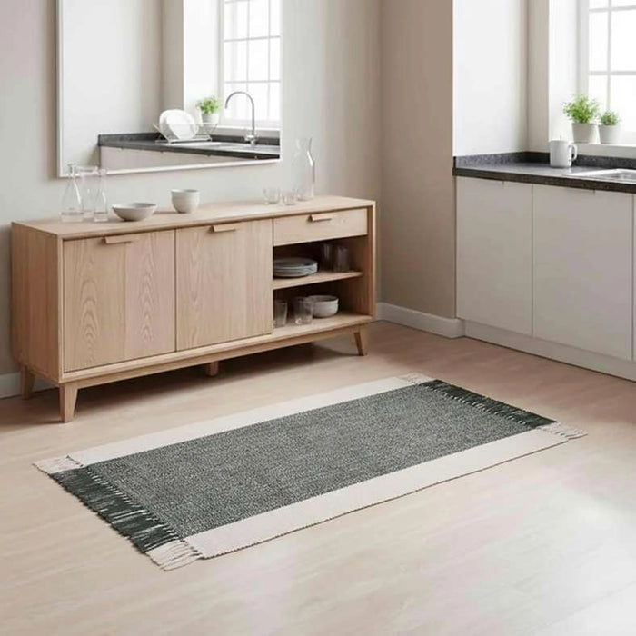 Skype Recycle Dhurrie With Fringe 60X90Cm - Olive