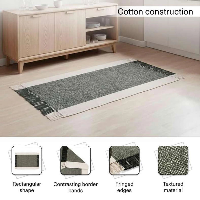 Skype Recycle Dhurrie With Fringe 60X90Cm - Olive